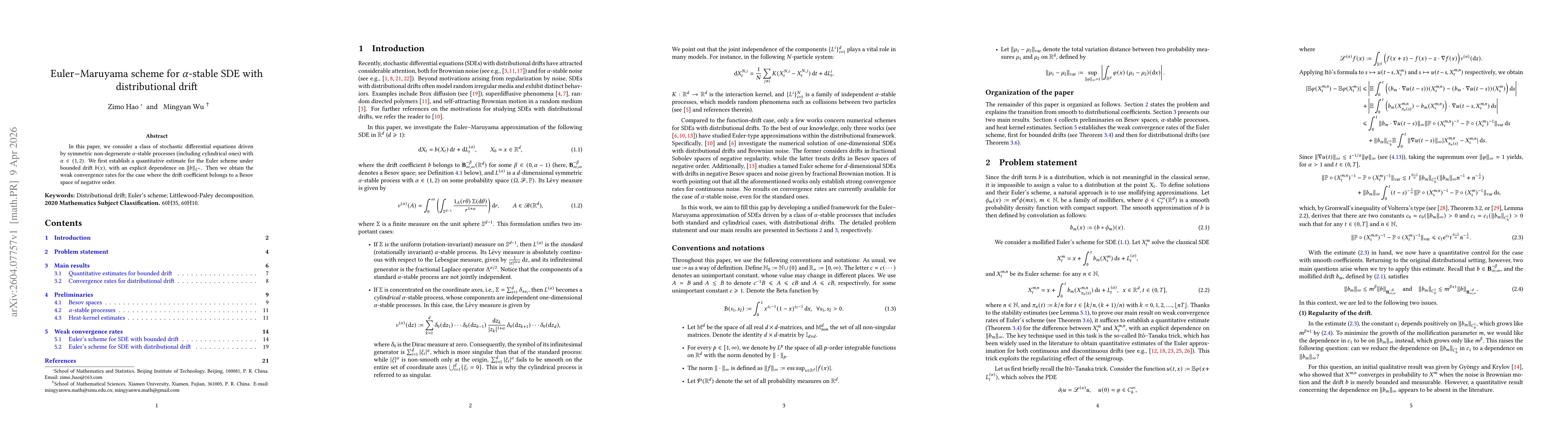 Thumbnail for Euler--Maruyama scheme for $α$-stable SDE with distributional drift