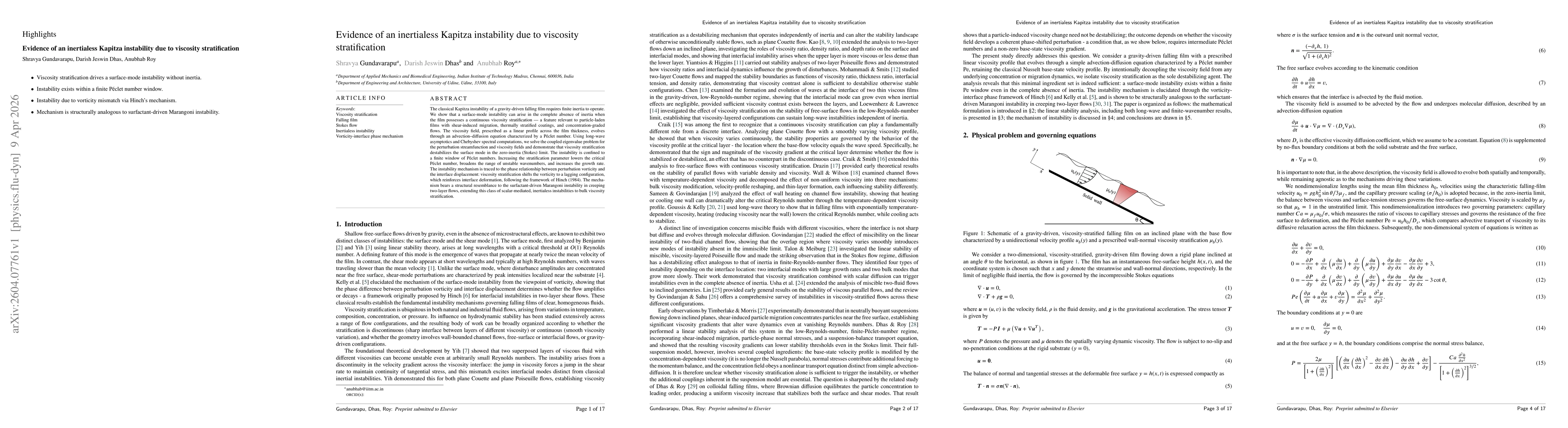 Thumbnail for Evidence of an inertialess Kapitza instability due to viscosity stratification