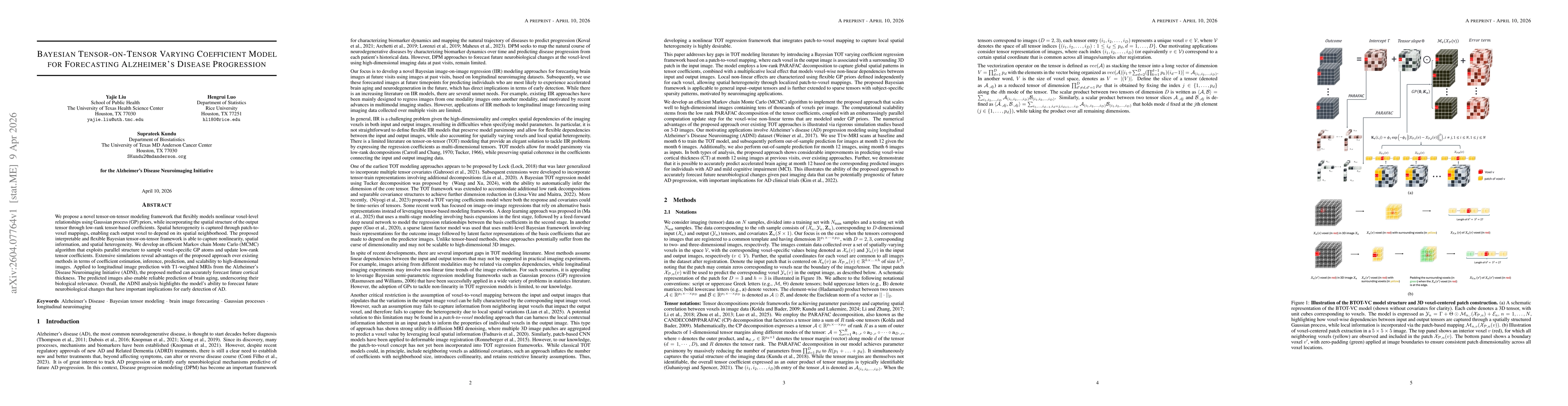 Thumbnail for Bayesian Tensor-on-Tensor Varying Coefficient Model for Forecasting Alzheimer's Disease Progression