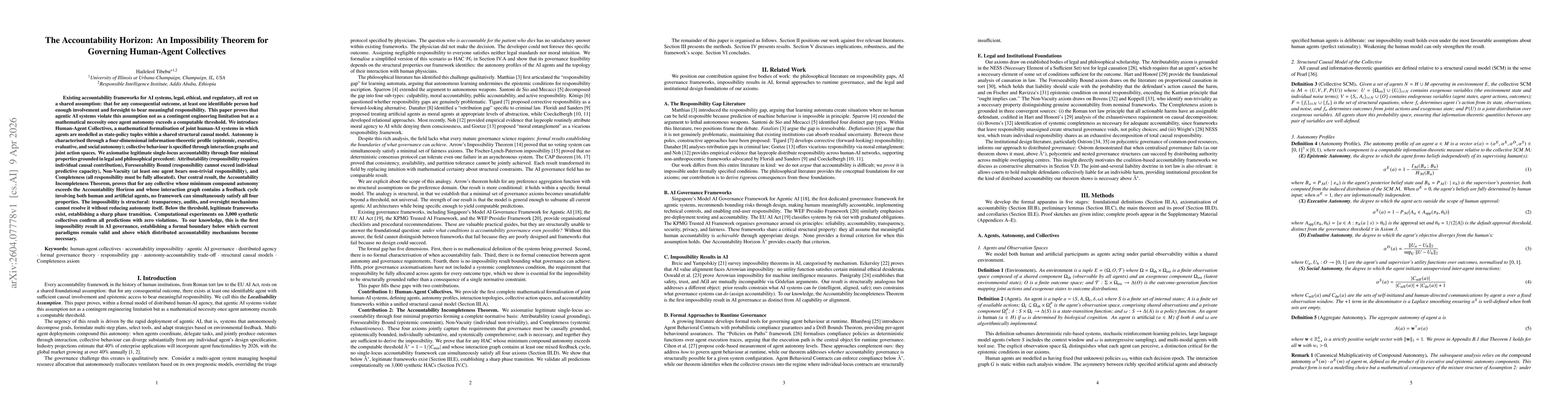Thumbnail for The Accountability Horizon: An Impossibility Theorem for Governing Human-Agent Collectives