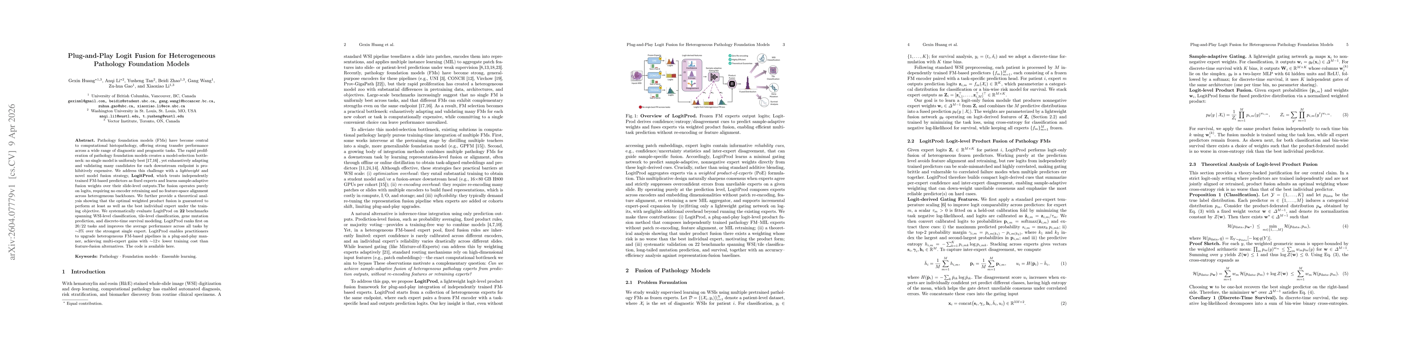 Thumbnail for Plug-and-Play Logit Fusion for Heterogeneous Pathology Foundation Models