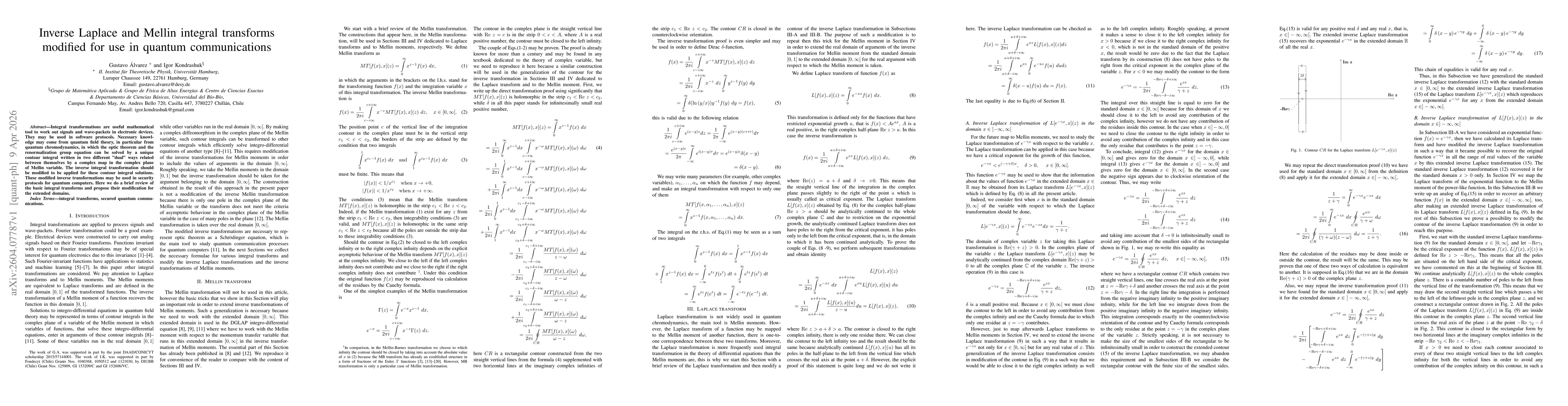 Thumbnail for Inverse Laplace and Mellin integral transforms modified for use in quantum communications
