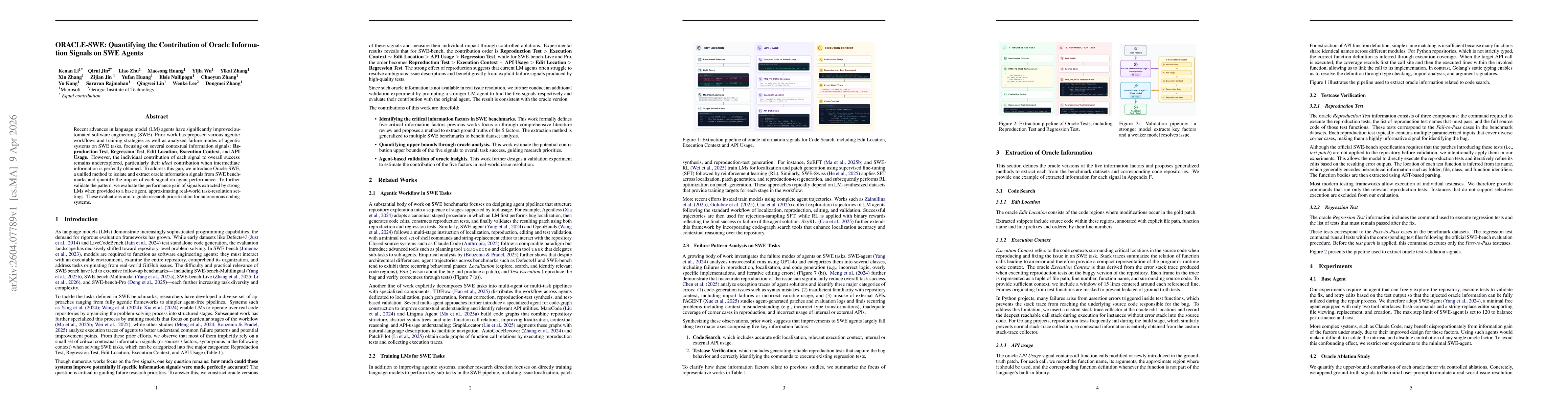Thumbnail for ORACLE-SWE: Quantifying the Contribution of Oracle Information Signals on SWE Agents