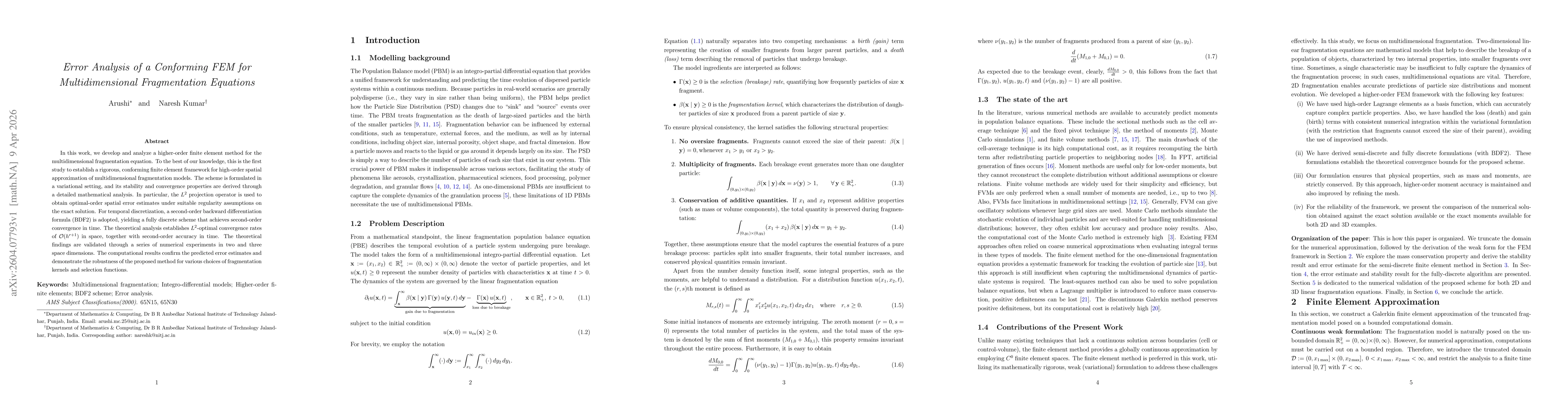 Thumbnail for Error Analysis of a Conforming FEM for Multidimensional Fragmentation Equations