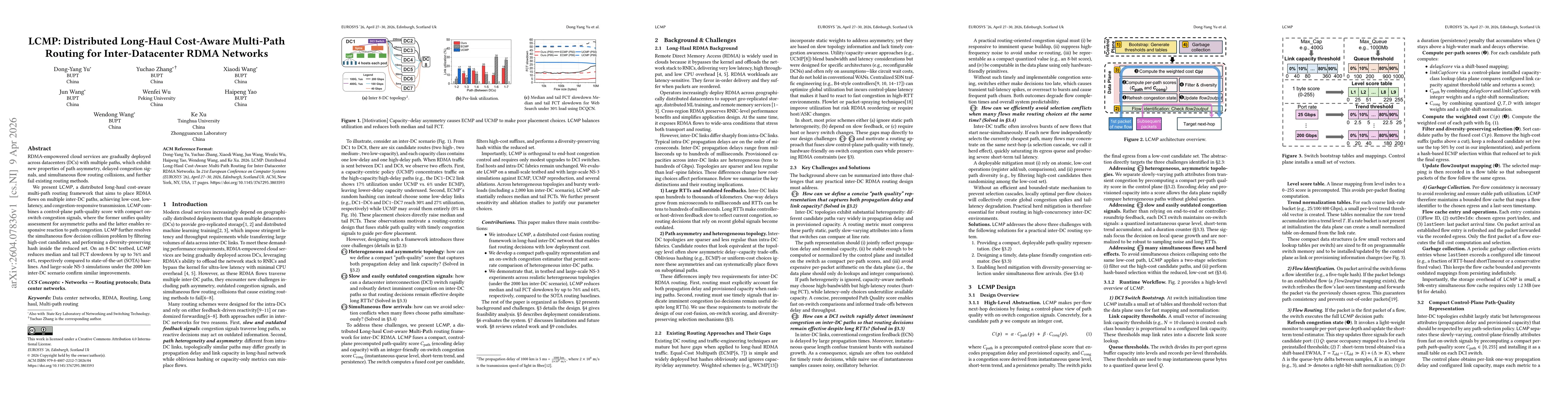 Thumbnail for LCMP: Distributed Long-Haul Cost-Aware Multi-Path Routing for Inter-Datacenter RDMA Networks