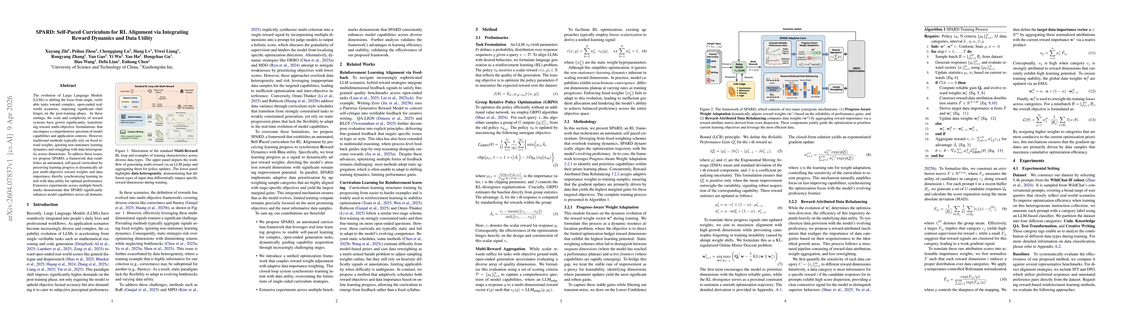 Thumbnail for SPARD: Self-Paced Curriculum for RL Alignment via Integrating Reward Dynamics and Data Utility