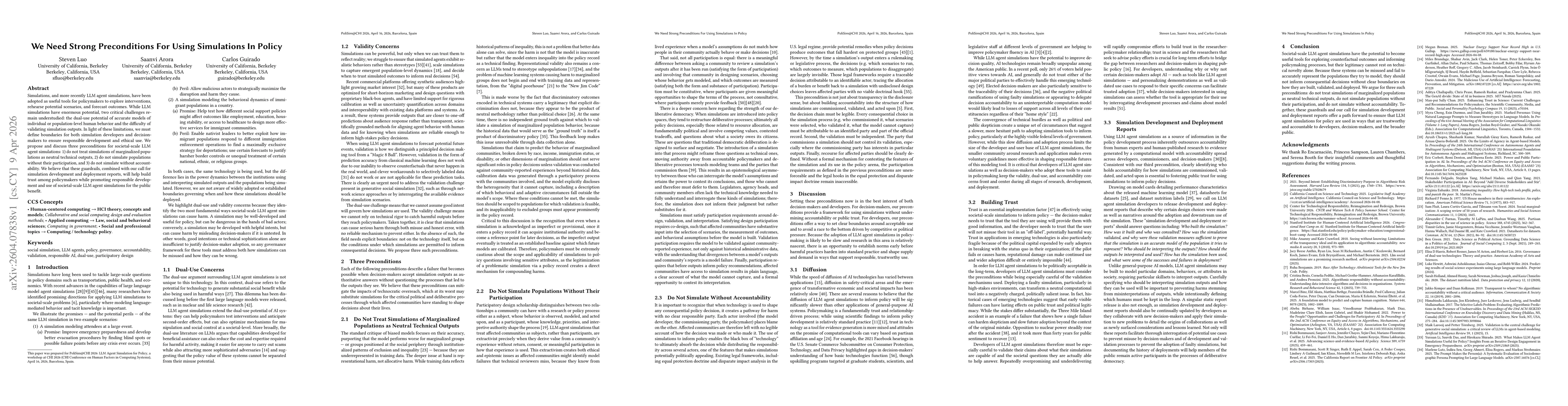 Thumbnail for We Need Strong Preconditions For Using Simulations In Policy