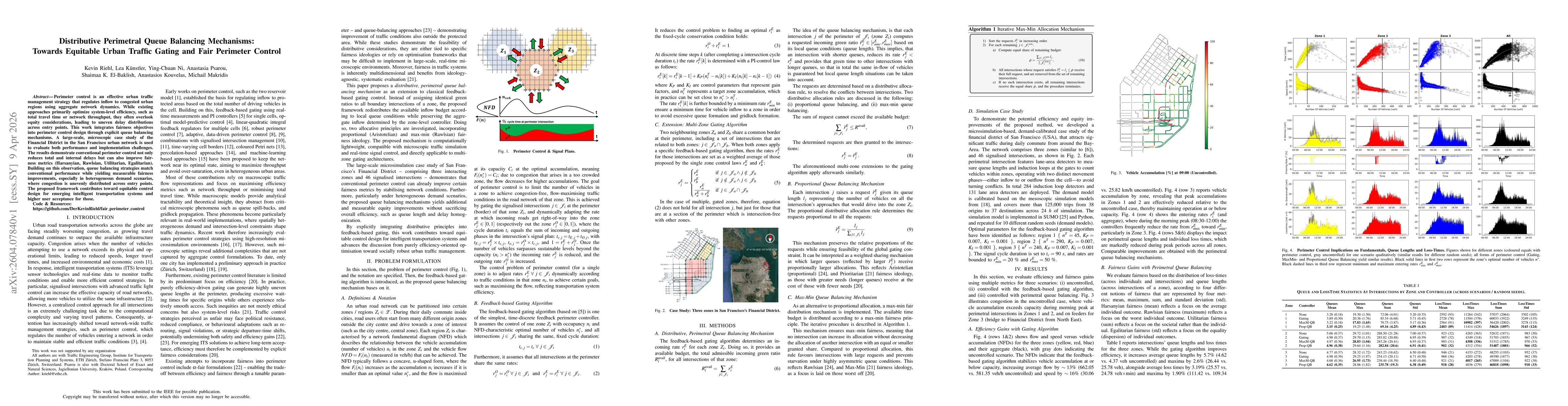 Thumbnail for Distributive Perimetral Queue Balancing Mechanisms: Towards Equitable Urban Traffic Gating and Fair Perimeter Control