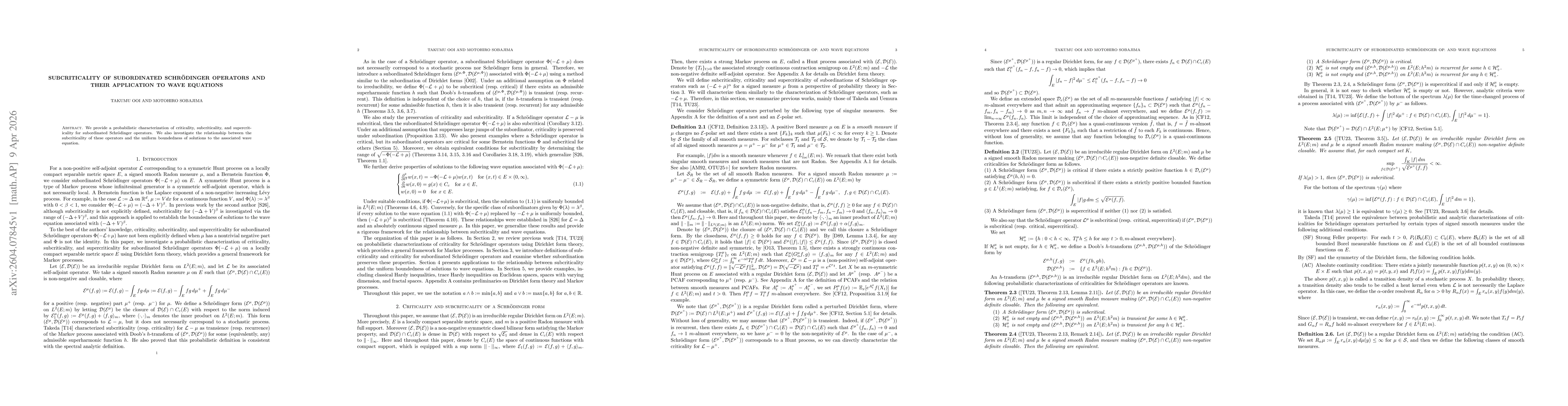 Thumbnail for Subcriticality of subordinated Schrödinger operators and their application to wave equations