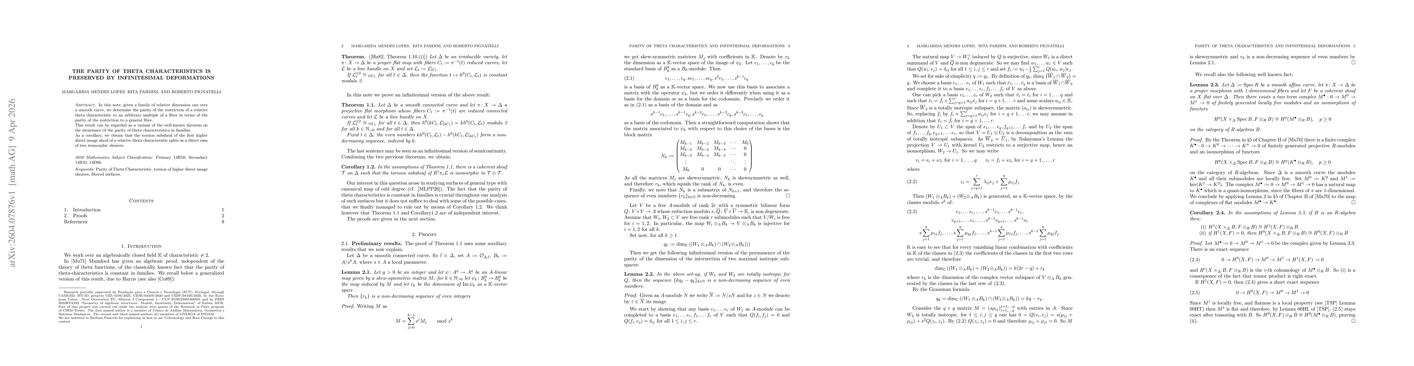 Thumbnail for The parity of theta characteristics is preserved by infinitesimal deformations