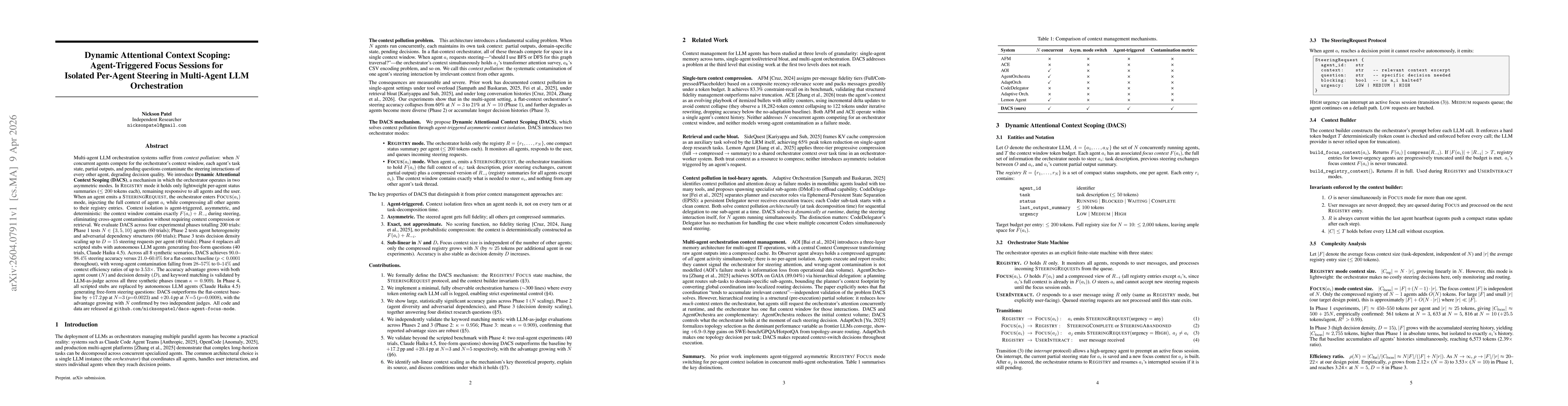 Thumbnail for Dynamic Attentional Context Scoping: Agent-Triggered Focus Sessions for Isolated Per-Agent Steering in Multi-Agent LLM Orchestration