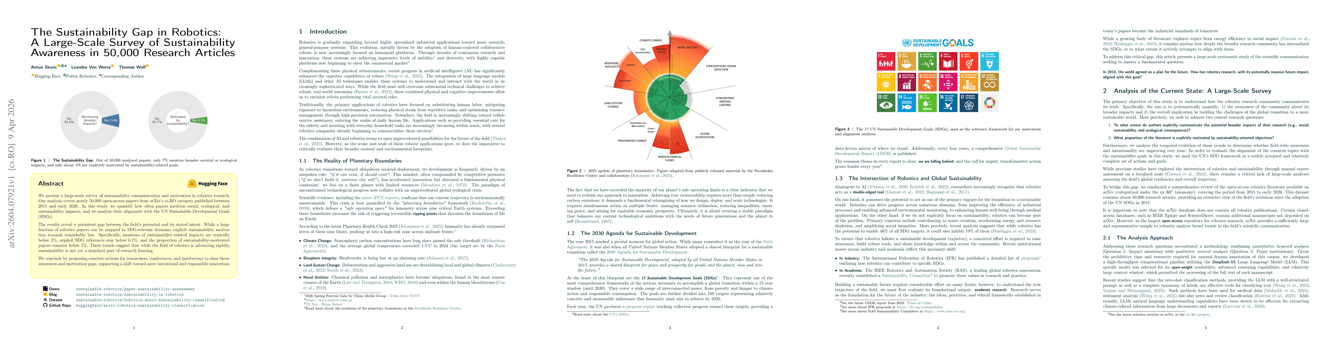 Thumbnail for The Sustainability Gap in Robotics: A Large-Scale Survey of Sustainability Awareness in 50,000 Research Articles