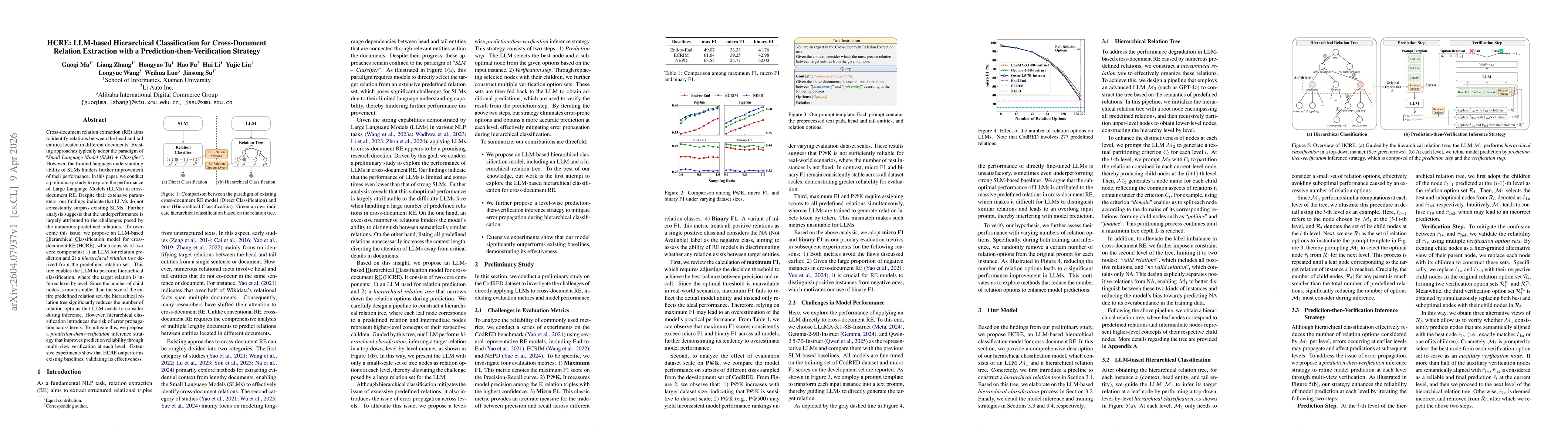 Thumbnail for HCRE: LLM-based Hierarchical Classification for Cross-Document Relation Extraction with a Prediction-then-Verification Strategy