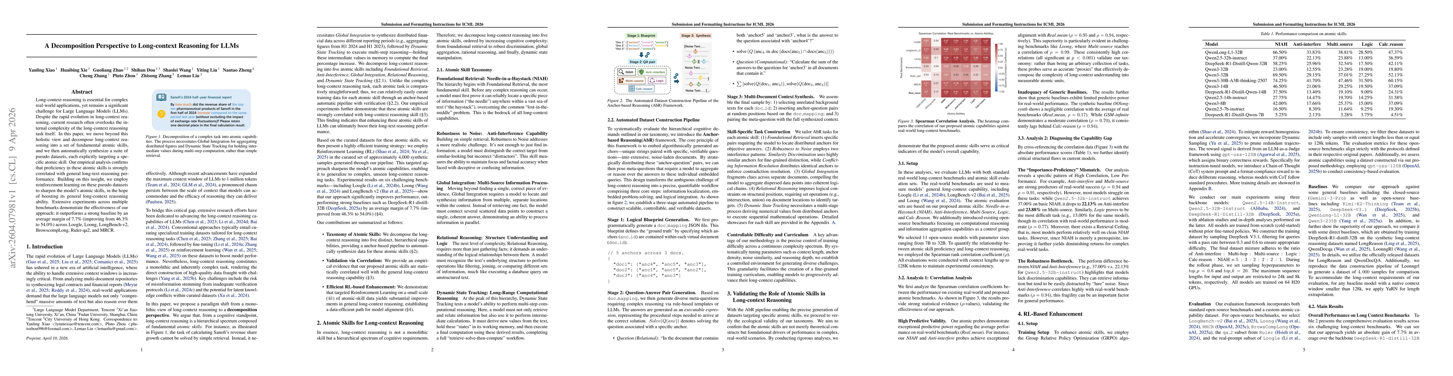 Thumbnail for A Decomposition Perspective to Long-context Reasoning for LLMs