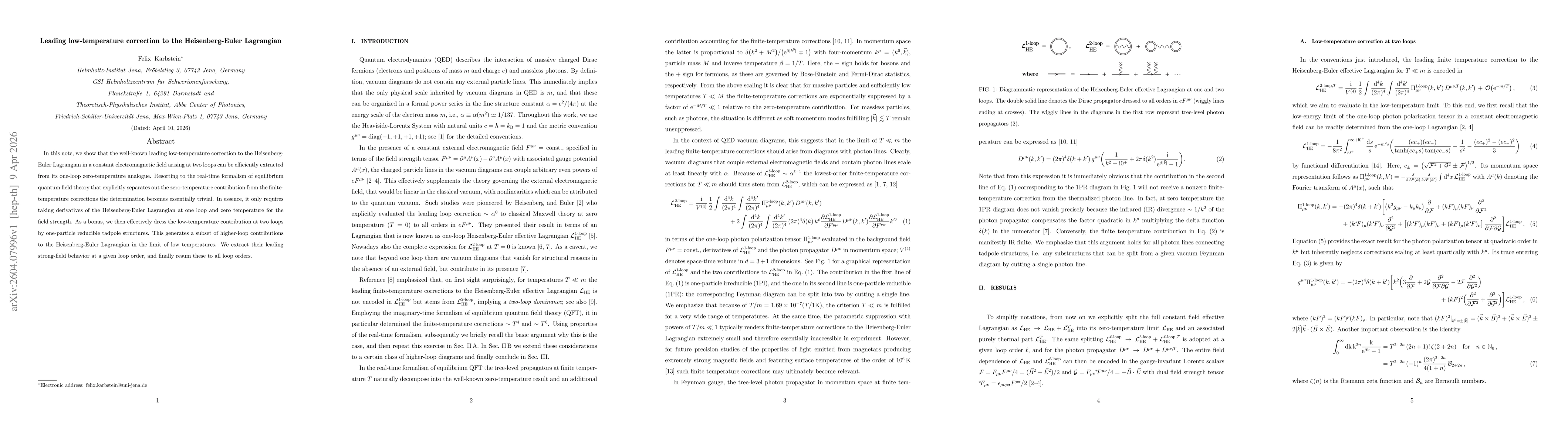 Thumbnail for Leading low-temperature correction to the Heisenberg-Euler Lagrangian