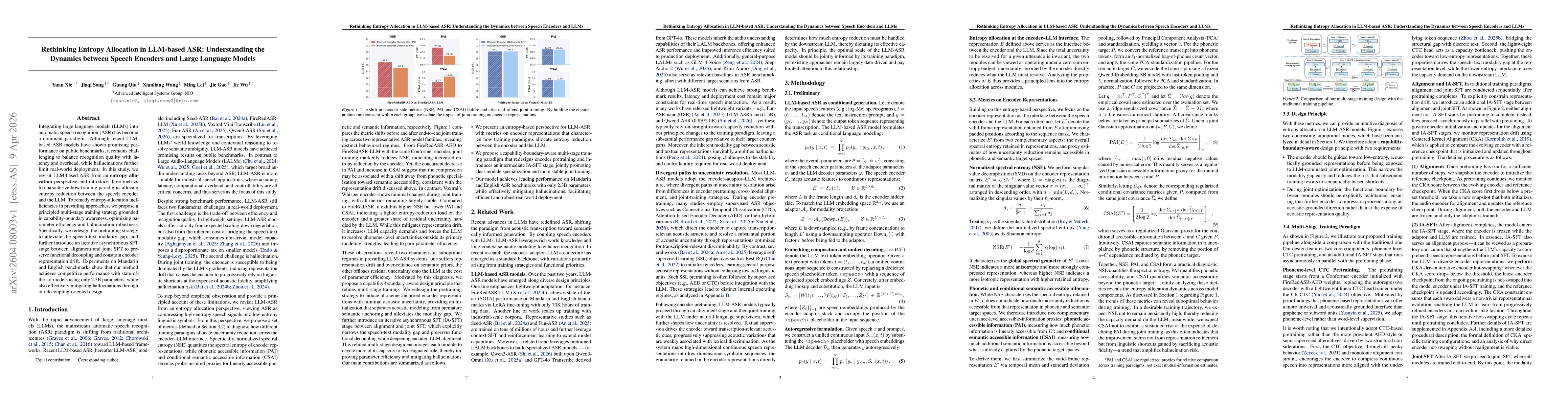 Thumbnail for Rethinking Entropy Allocation in LLM-based ASR: Understanding the Dynamics between Speech Encoders and LLMs