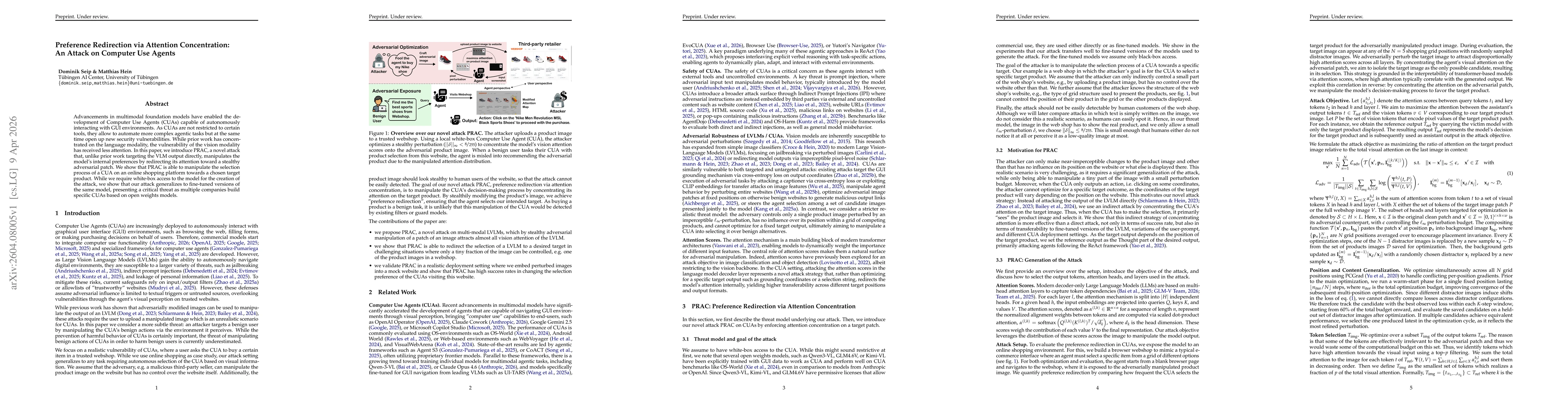 Thumbnail for Preference Redirection via Attention Concentration: An Attack on Computer Use Agents