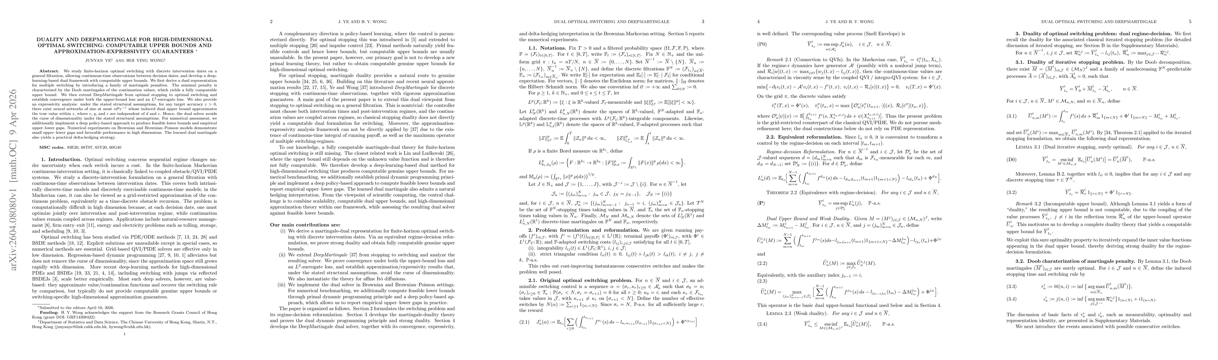 Thumbnail for Duality and DeepMartingale for High-Dimensional Optimal Switching: Computable Upper Bounds and Approximation-Expressivity Guarantees