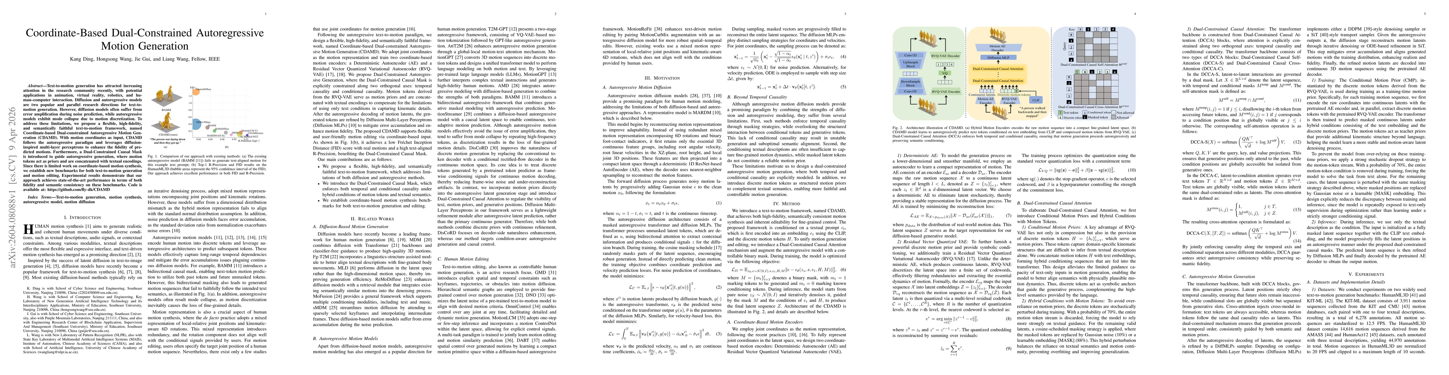Thumbnail for Coordinate-Based Dual-Constrained Autoregressive Motion Generation