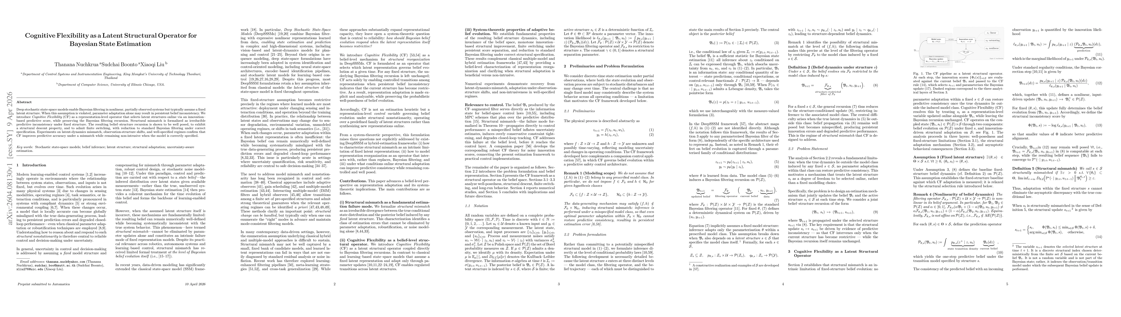 Thumbnail for Cognitive Flexibility as a Latent Structural Operator for Bayesian State Estimation