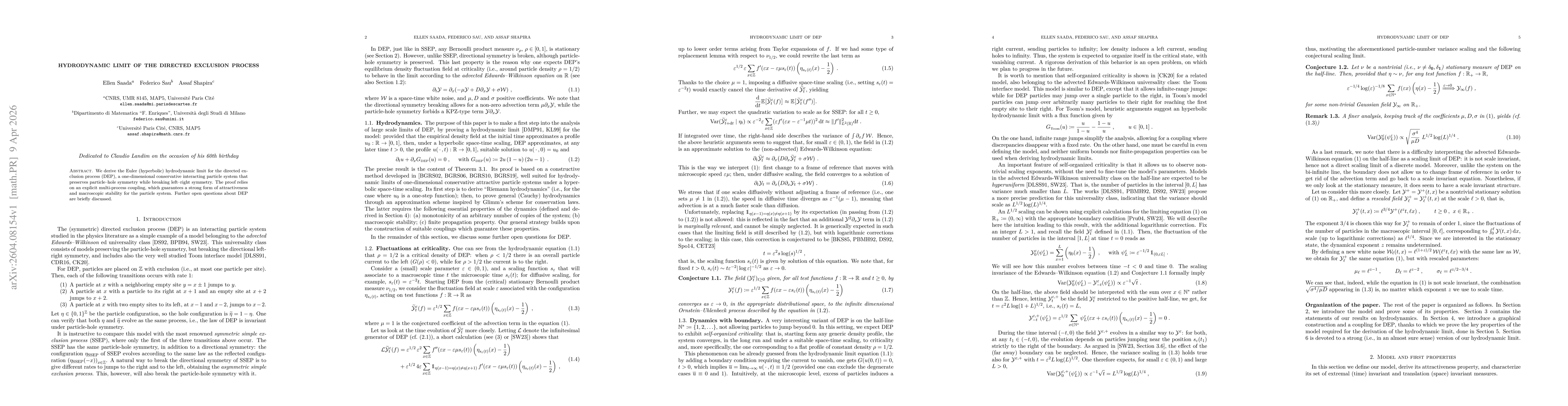 Thumbnail for Hydrodynamic limit of the directed exclusion process
