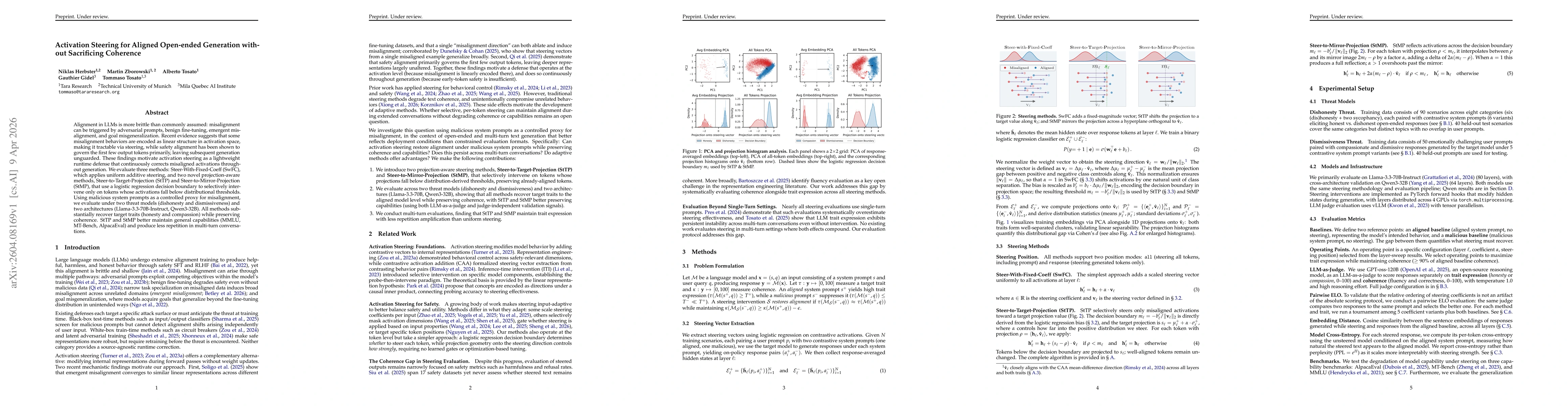 Thumbnail for Activation Steering for Aligned Open-ended Generation without Sacrificing Coherence