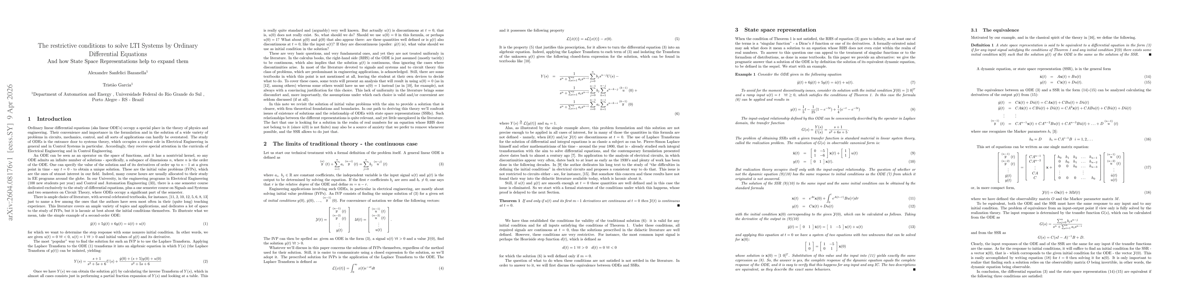 Thumbnail for The restrictive conditions to solve LTI Systems by Ordinary Differential Equations