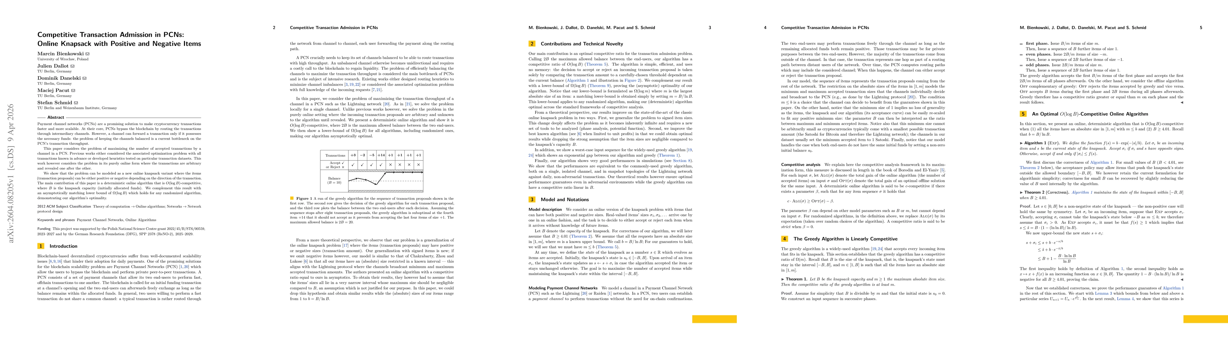 Thumbnail for Competitive Transaction Admission in PCNs: Online Knapsack with Positive and Negative Items