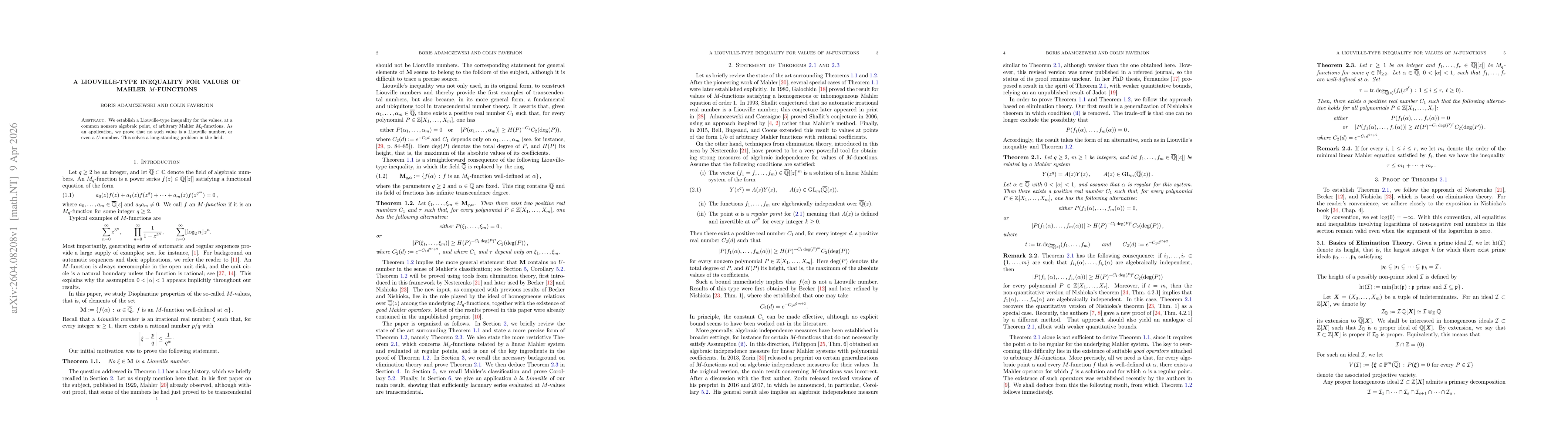 Thumbnail for A Liouville-Type Inequality for Values of Mahler M-Functions