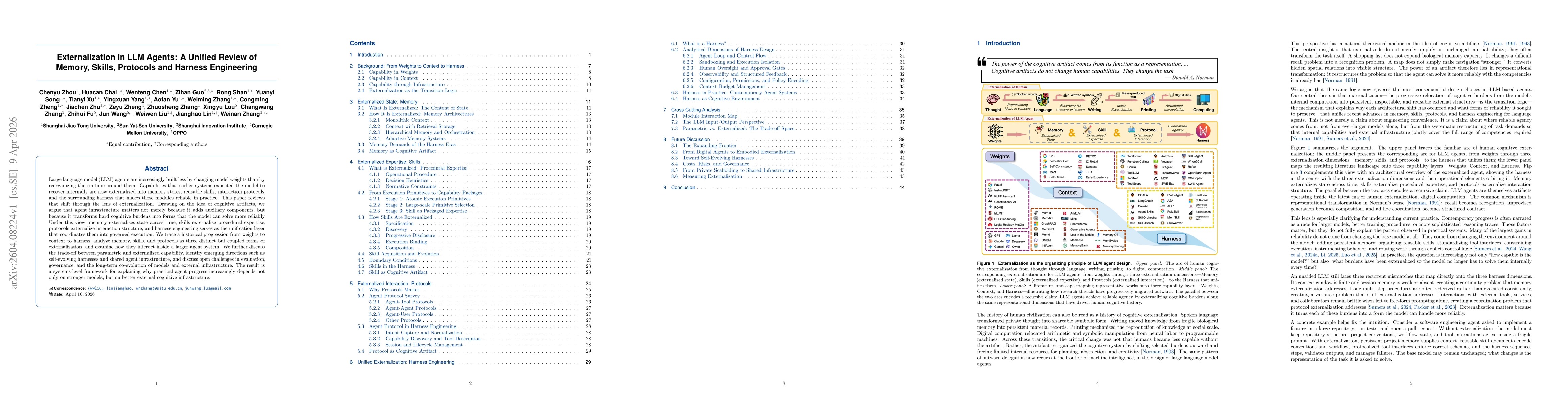 Thumbnail for Externalization in LLM Agents: A Unified Review of Memory, Skills, Protocols and Harness Engineering