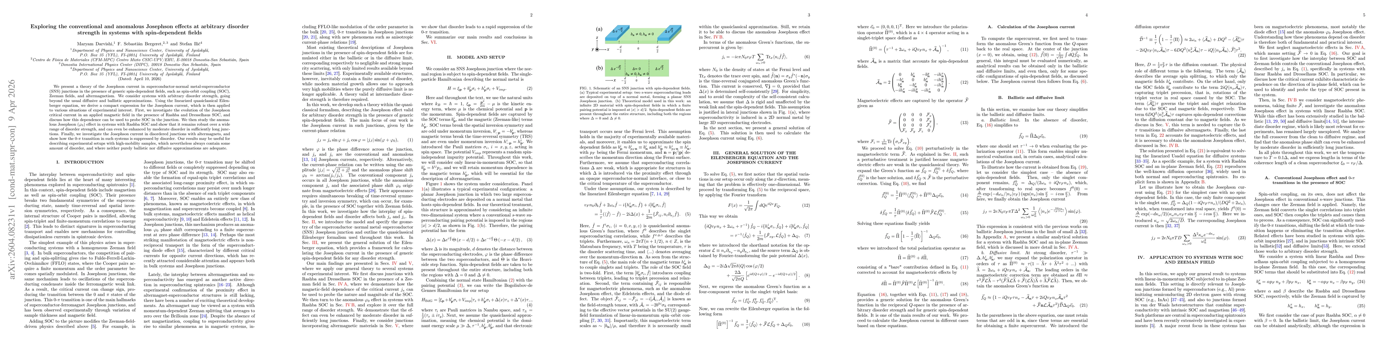 Thumbnail for Exploring the conventional and anomalous Josephson effects at arbitrary disorder strength in systems with spin-dependent fields