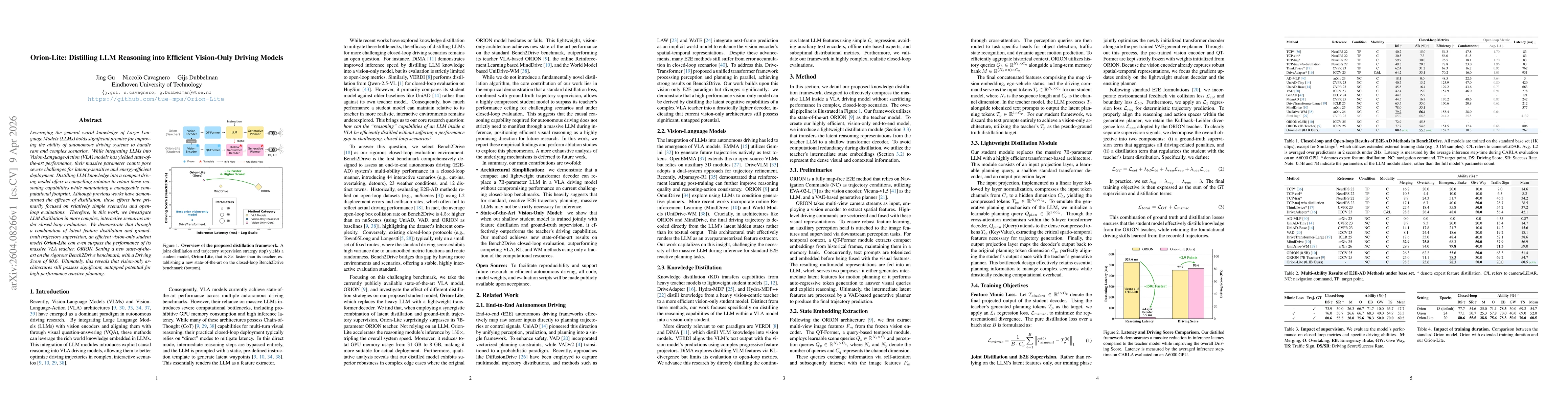 Thumbnail for Orion-Lite: Distilling LLM Reasoning into Efficient Vision-Only Driving Models