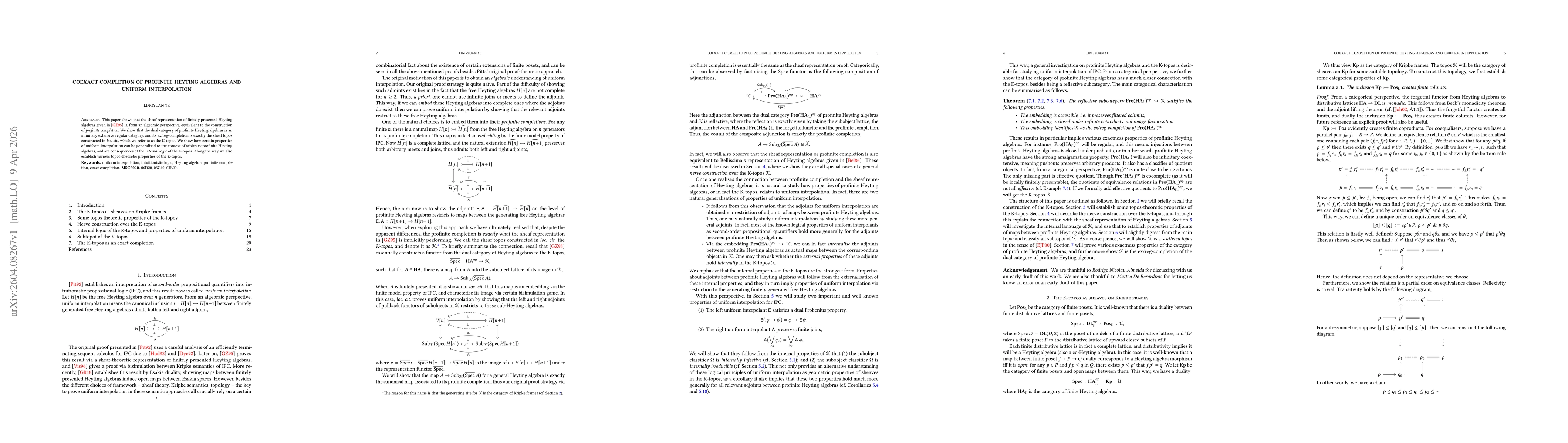 Thumbnail for Coexact completion of profinite Heyting algebras and uniform interpolation