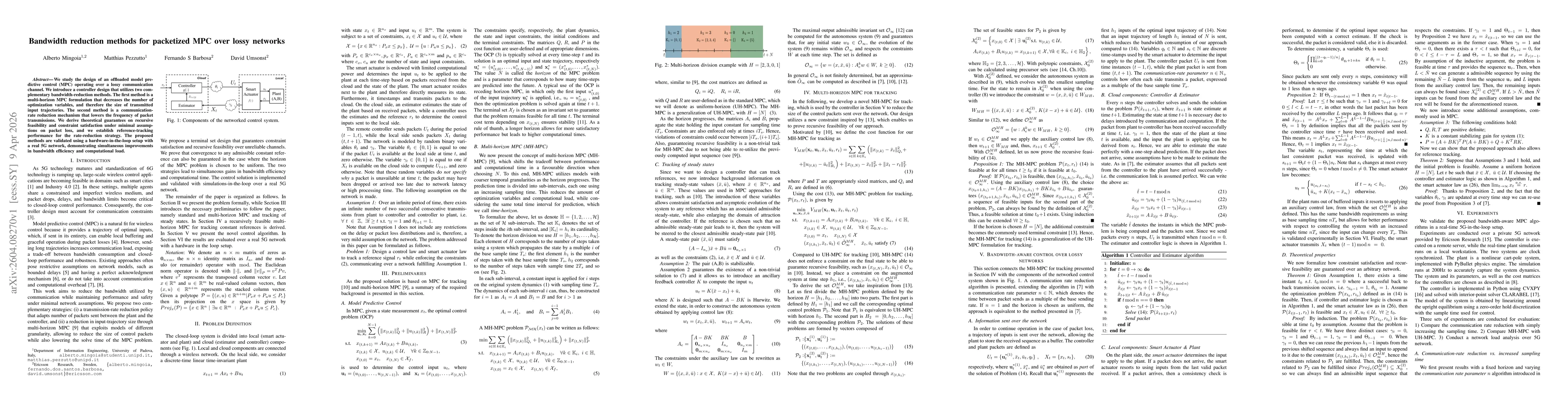 Thumbnail for Bandwidth reduction methods for packetized MPC over lossy networks