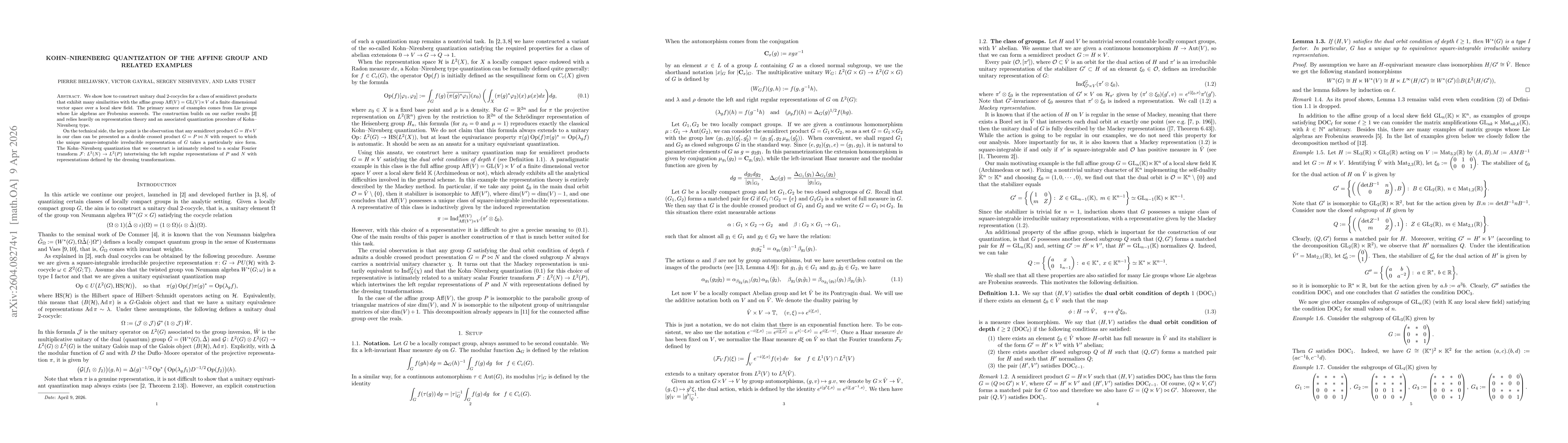 Thumbnail for Kohn--Nirenberg quantization of the affine group and related examples