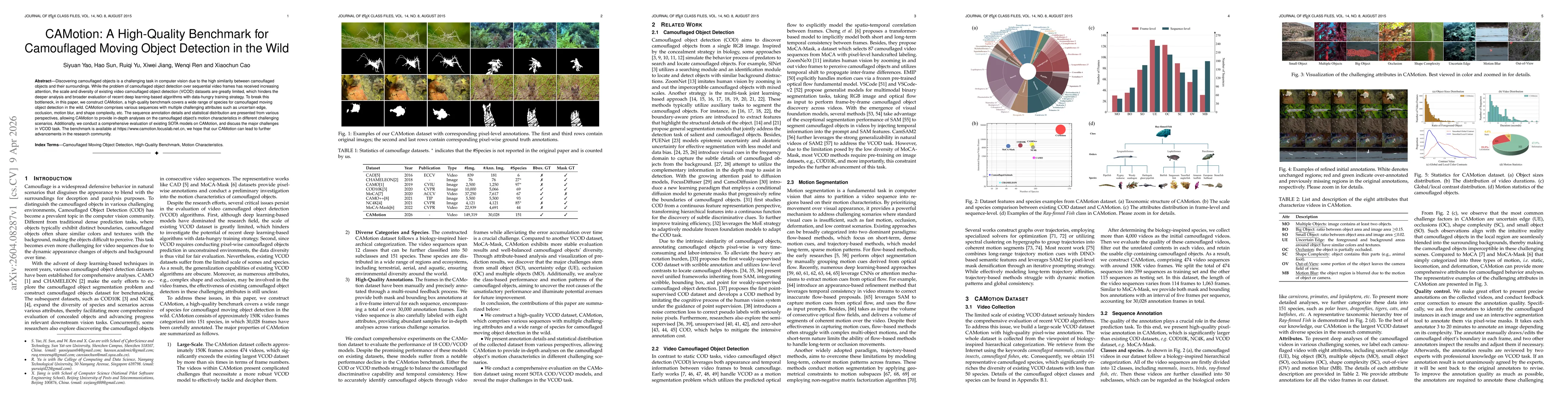 Thumbnail for CAMotion: A High-Quality Benchmark for Camouflaged Moving Object Detection in the Wild