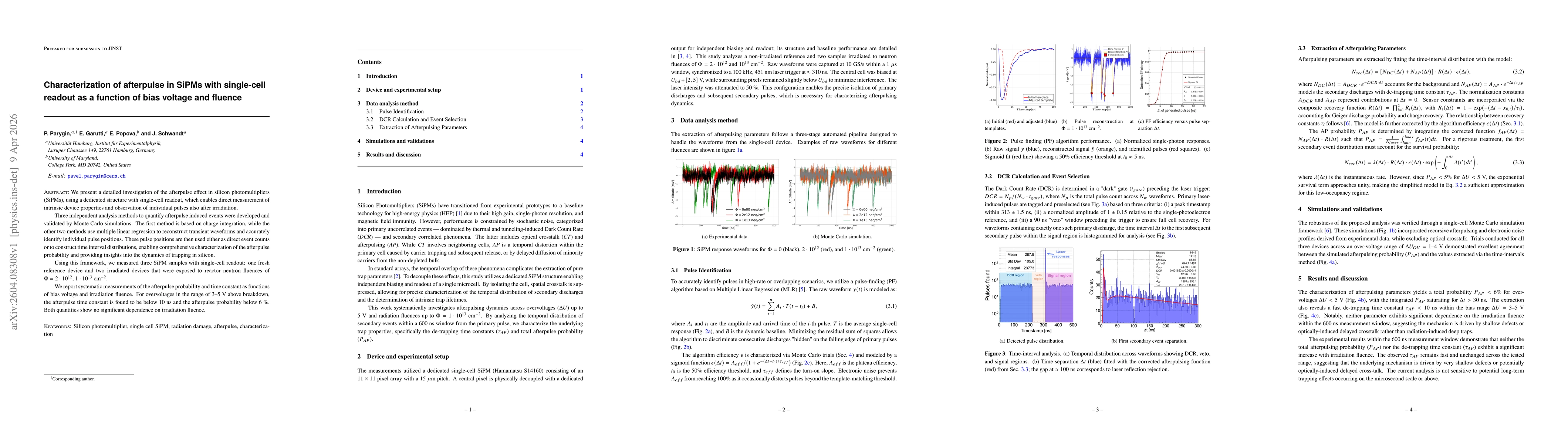 Thumbnail for Characterization of afterpulse in SiPMs with single-cell readout as a function of bias voltage and fluence