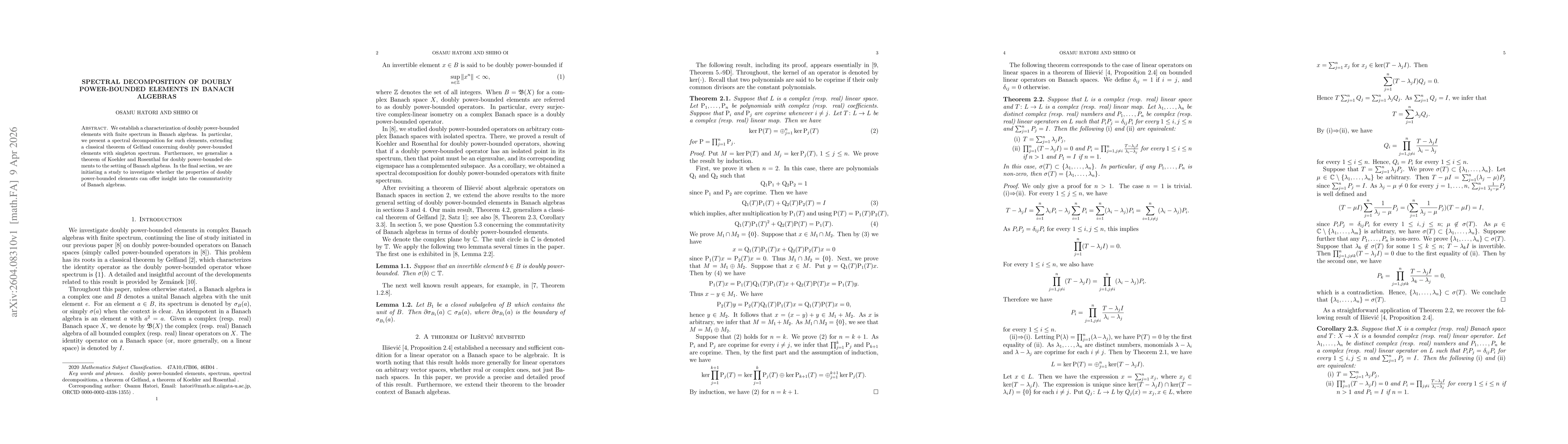 Thumbnail for Spectral decomposition of doubly power-bounded elements in Banach algebras