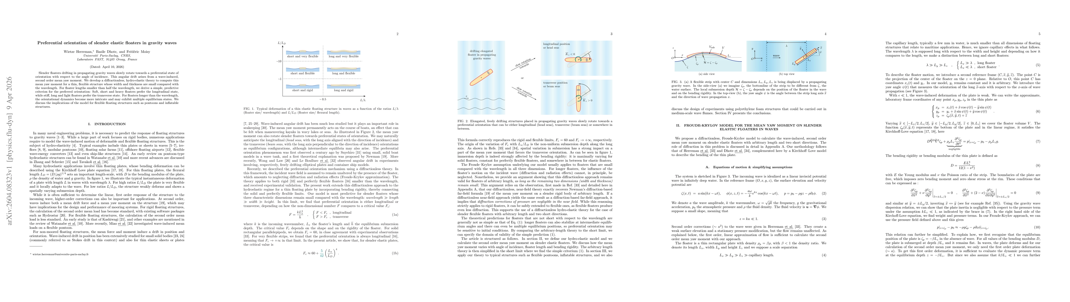 Thumbnail for Preferential orientation of slender elastic floaters in gravity waves