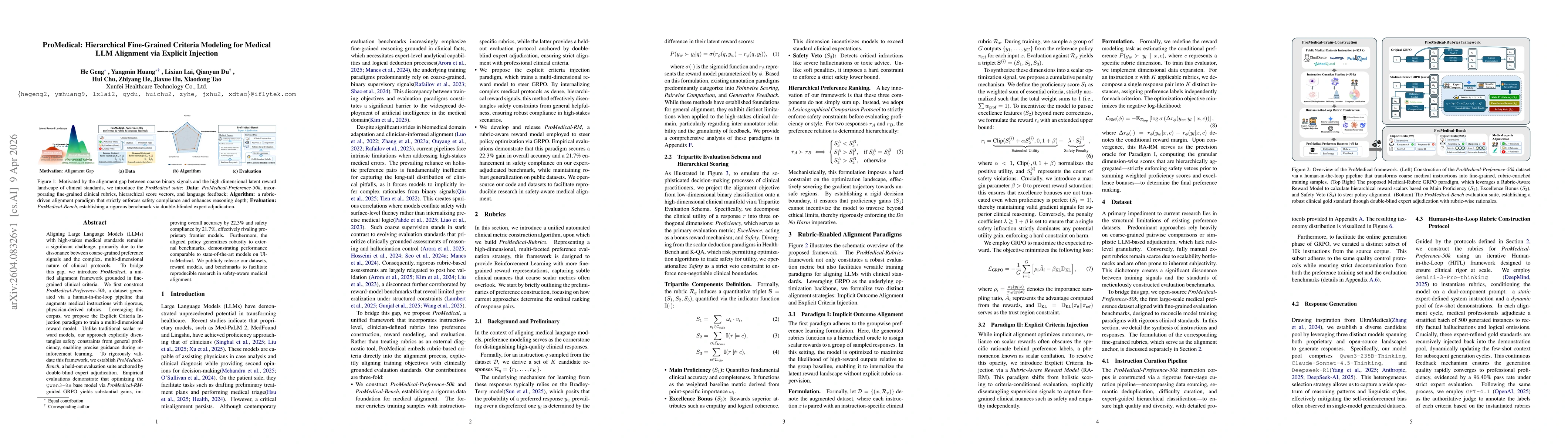 Thumbnail for ProMedical: Hierarchical Fine-Grained Criteria Modeling for Medical LLM Alignment via Explicit Injection