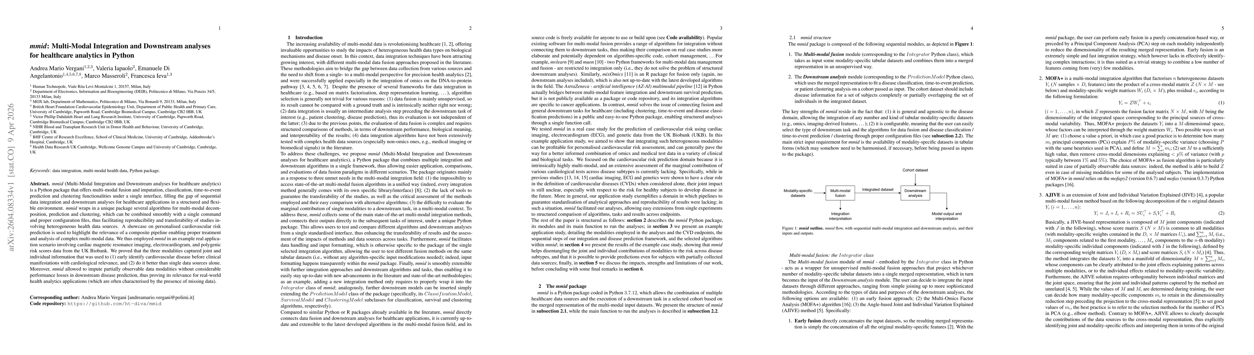 Thumbnail for mmid: Multi-Modal Integration and Downstream analyses for healthcare analytics in Python
