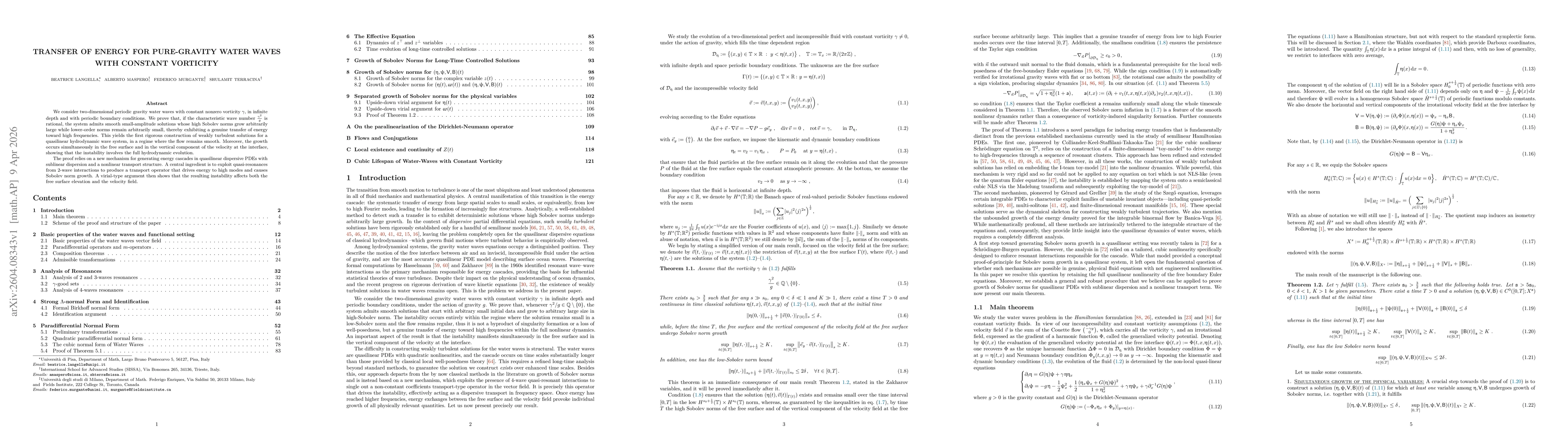Thumbnail for Transfer of energy for pure-gravity water waves with constant vorticity