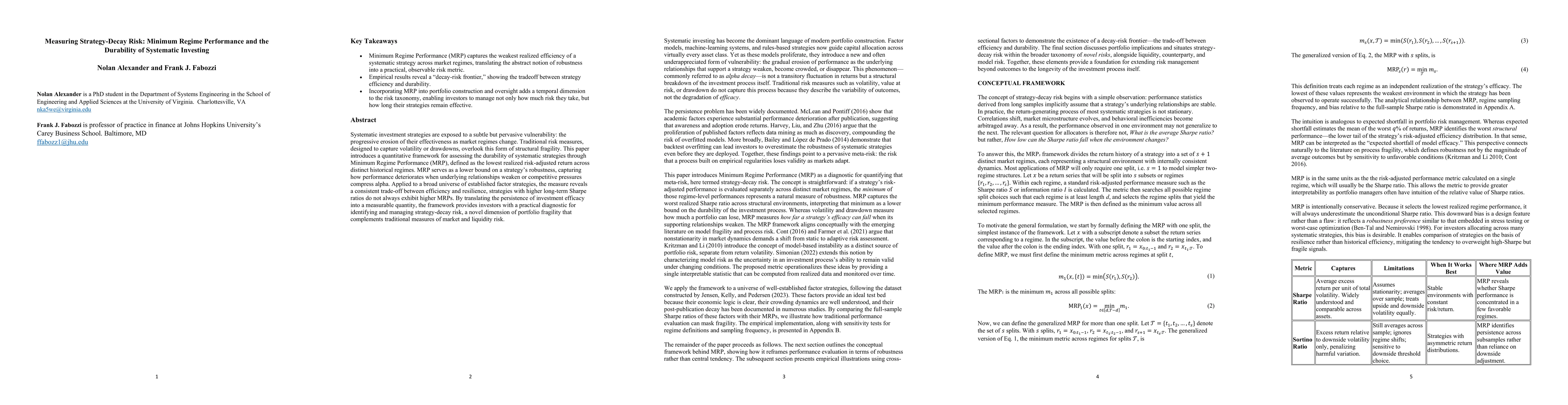 Thumbnail for Measuring Strategy-Decay Risk: Minimum Regime Performance and the Durability of Systematic Investing