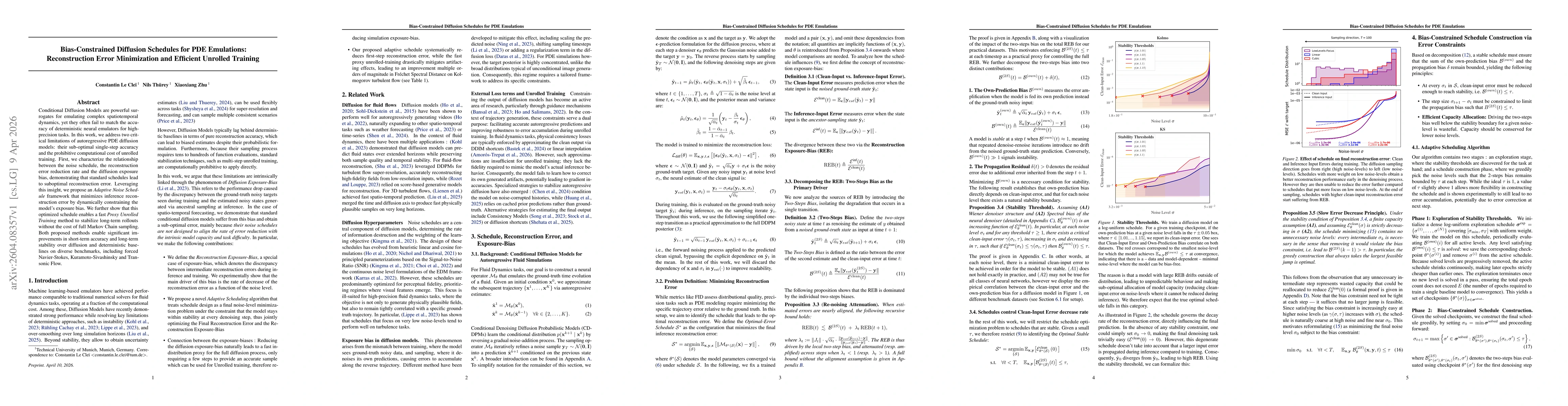 Thumbnail for Bias-Constrained Diffusion Schedules for PDE Emulations: Reconstruction Error Minimization and Efficient Unrolled Training