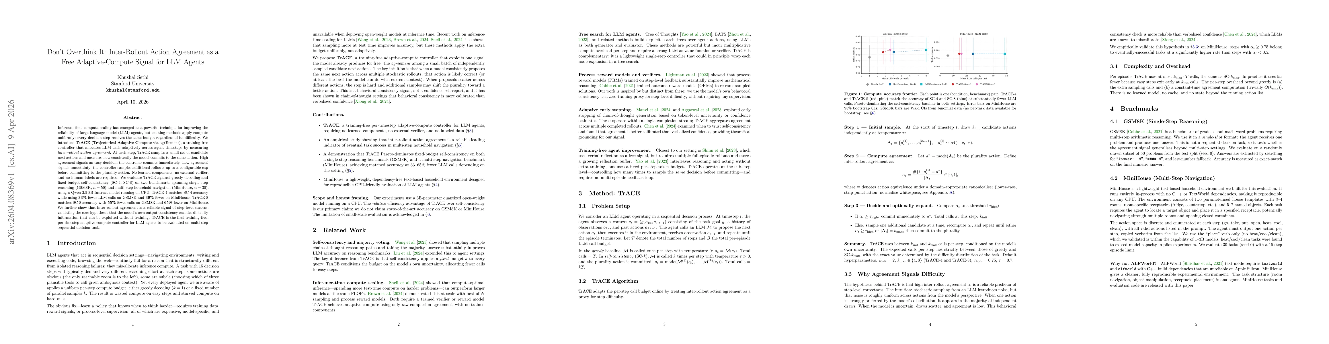 Thumbnail for Don't Overthink It: Inter-Rollout Action Agreement as a Free Adaptive-Compute Signal for LLM Agents