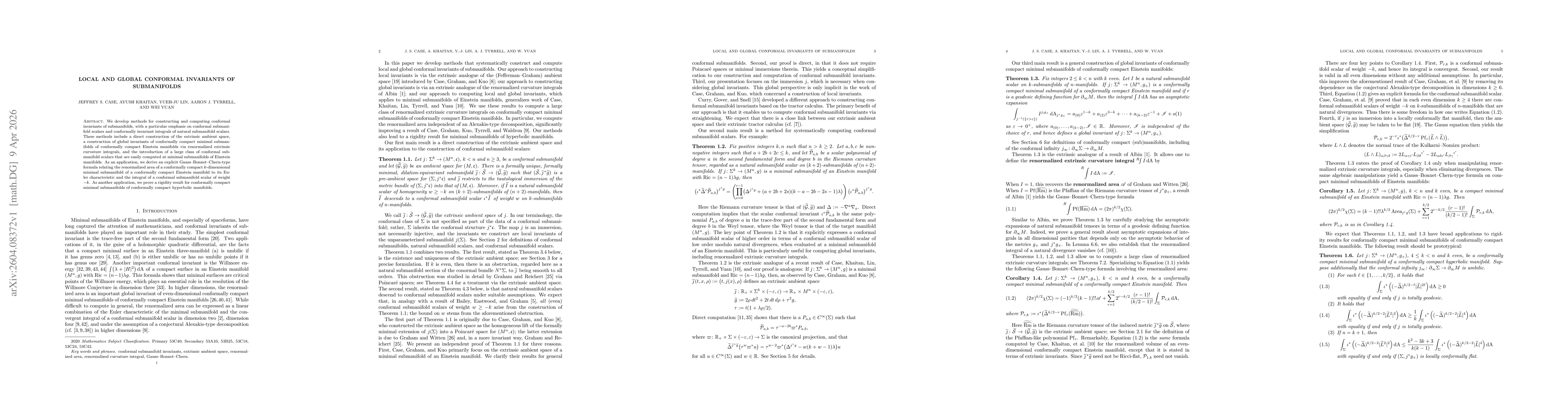Thumbnail for Local and global conformal invariants of submanifolds