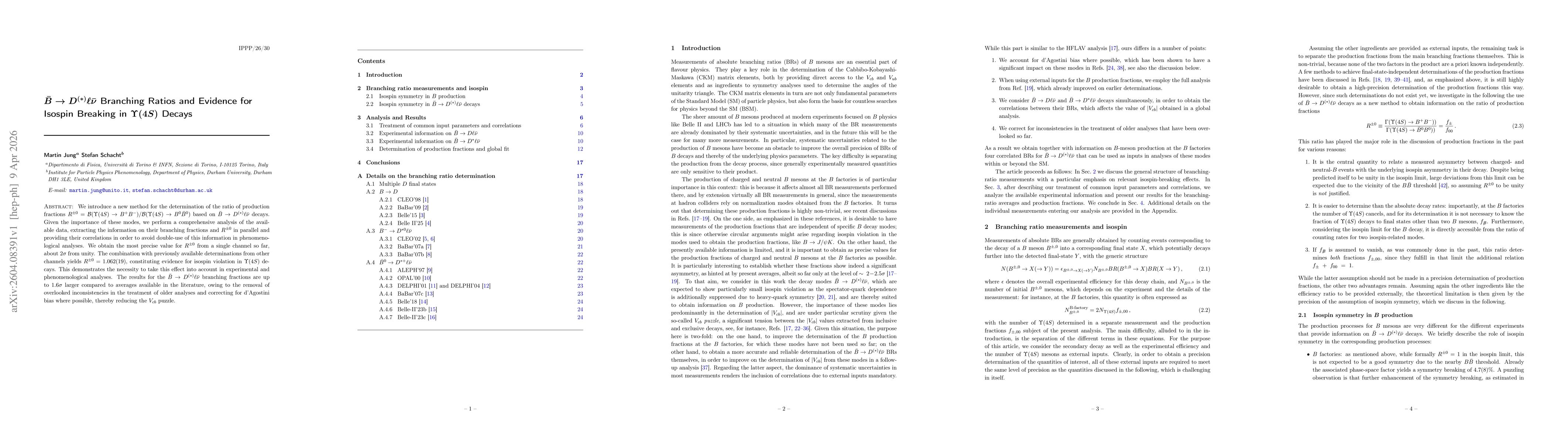 Thumbnail for $\bar B\to D^{(*)}\ell\bar ν$ Branching Ratios and Evidence for Isospin Breaking in $Υ(4S)$ Decays