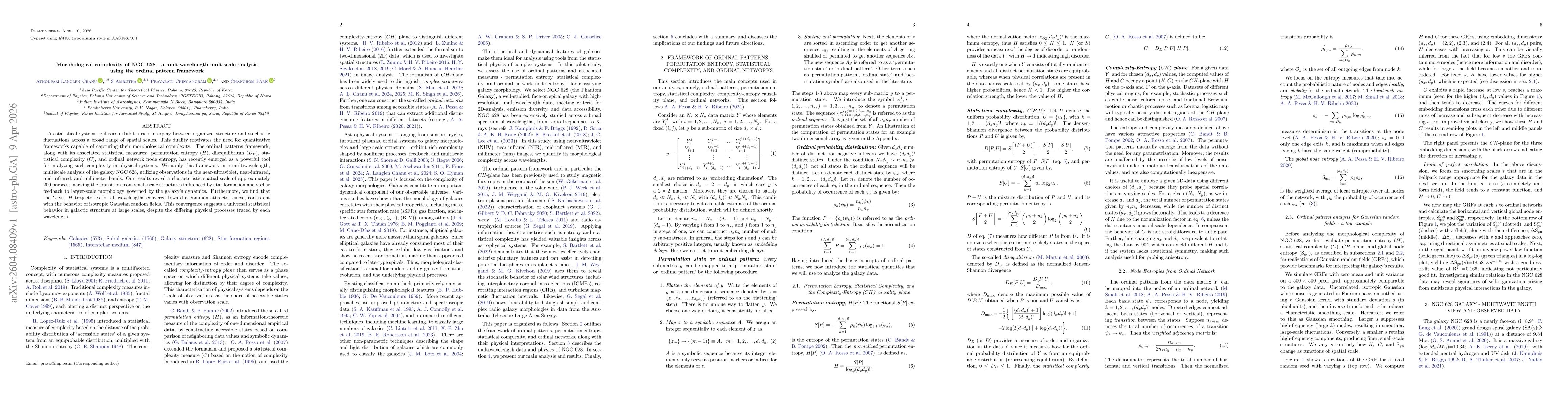Thumbnail for Morphological complexity of NGC 628 - a multiwavelength multiscale analysis using the ordinal pattern framework