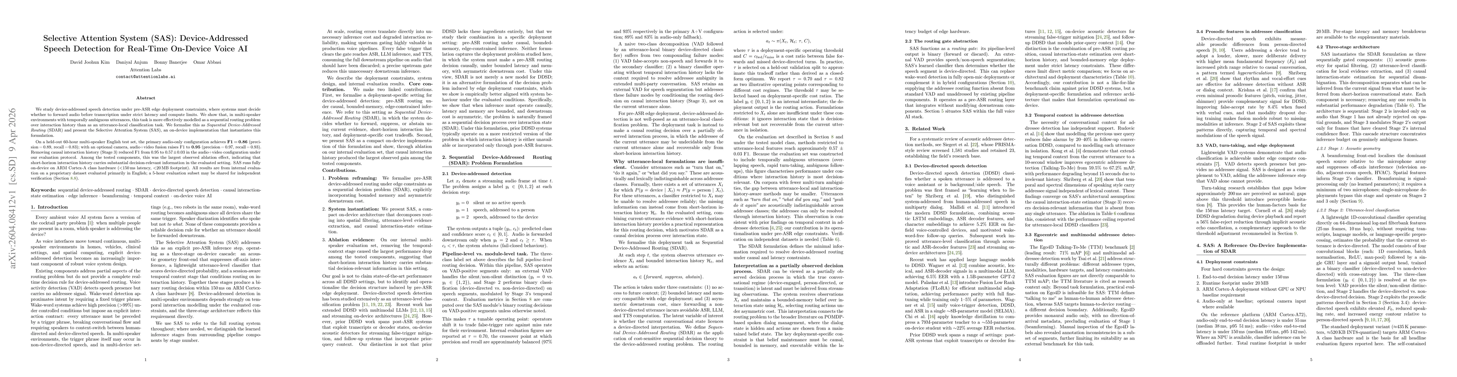 Thumbnail for Selective Attention System (SAS): Device-Addressed Speech Detection for Real-Time On-Device Voice AI