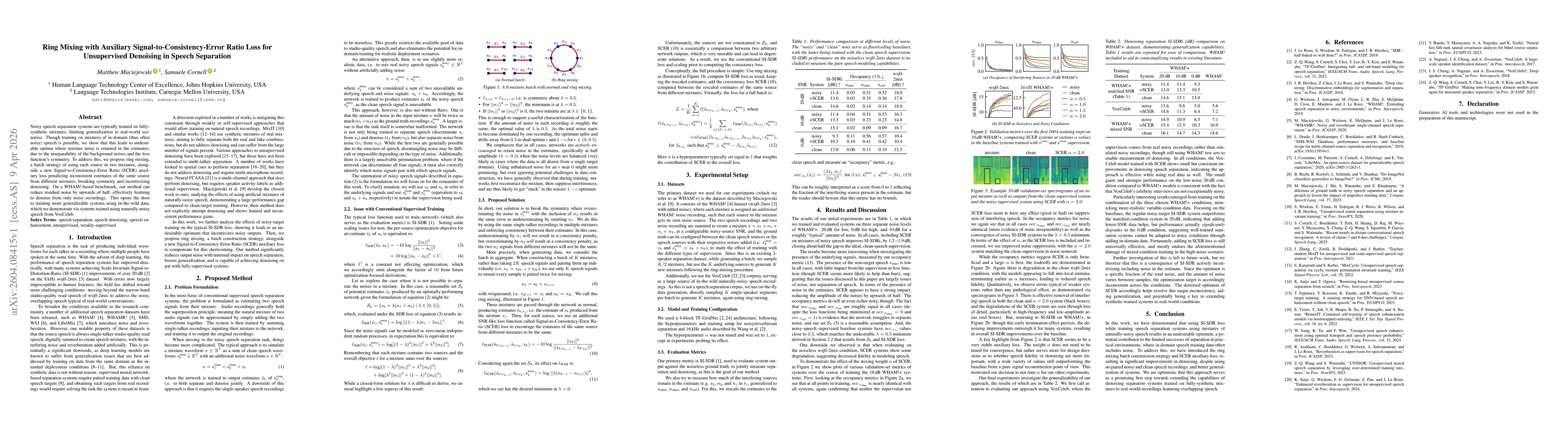 Thumbnail for Ring Mixing with Auxiliary Signal-to-Consistency-Error Ratio Loss for Unsupervised Denoising in Speech Separation